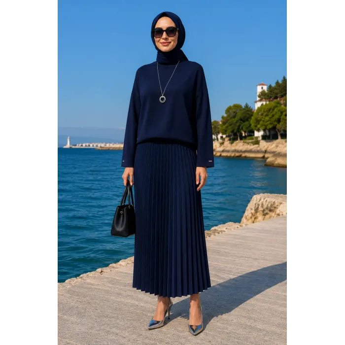 İnvee Pliseli Etek LACİVERT 6998