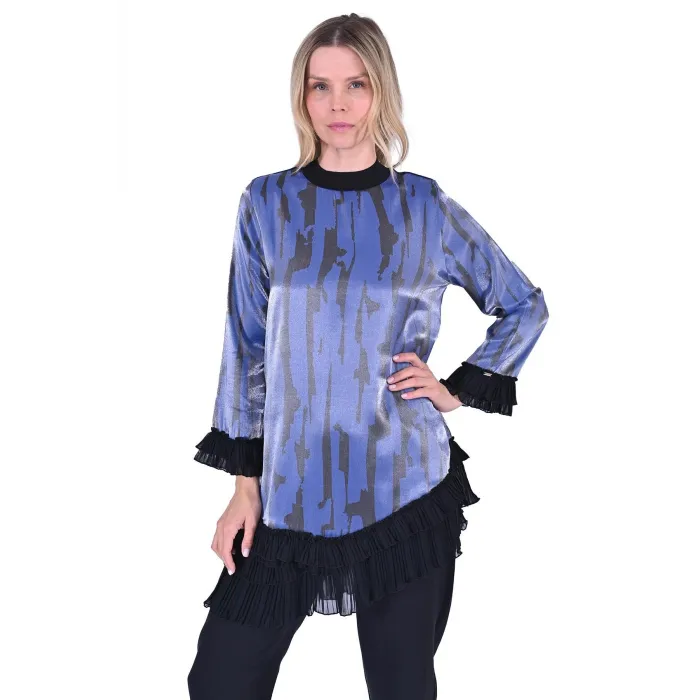 İNVEE ŞİFON DETAYLİ TUNİK LACİVERT 6980