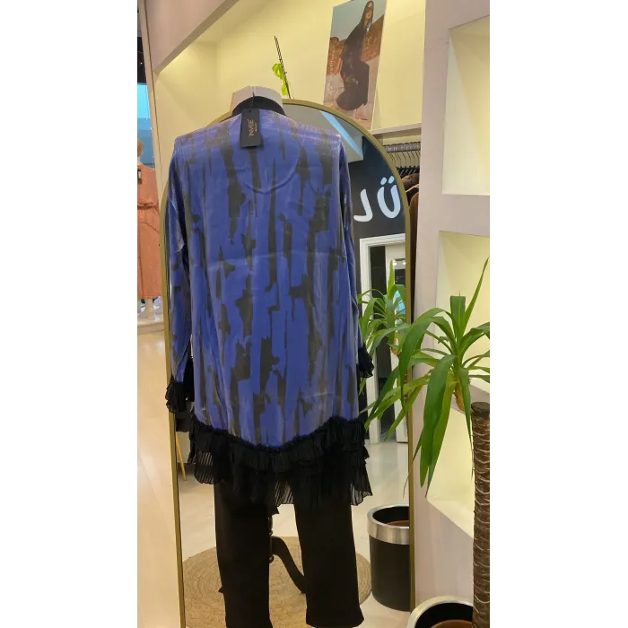 İNVEE ŞİFON DETAYLİ TUNİK LACİVERT 6980