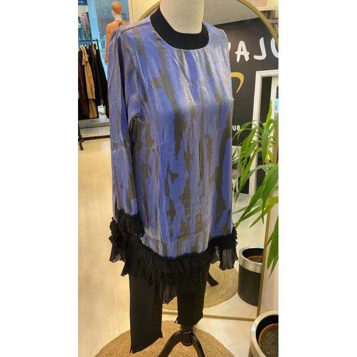 İNVEE ŞİFON DETAYLİ TUNİK LACİVERT 6980