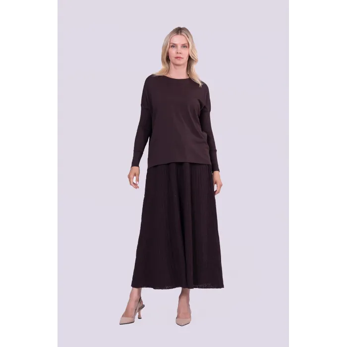 İnvee Sıkma Kol Triko Tunik kahve 5879