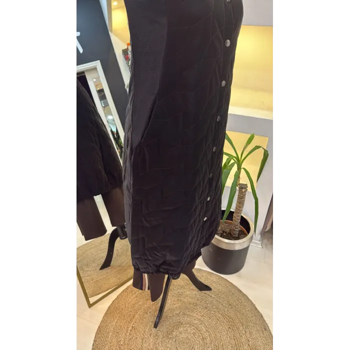 İnvee Triko Detaylı Çıtçıtlı Rugan Yelek 7181 siyah