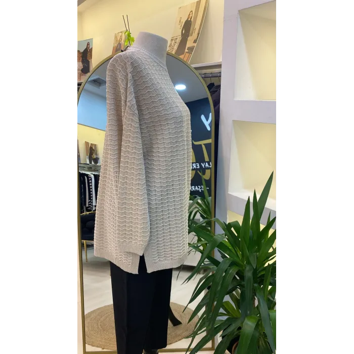 İNVEE TRİKO SİMLİ TUNİK 7063 KREM