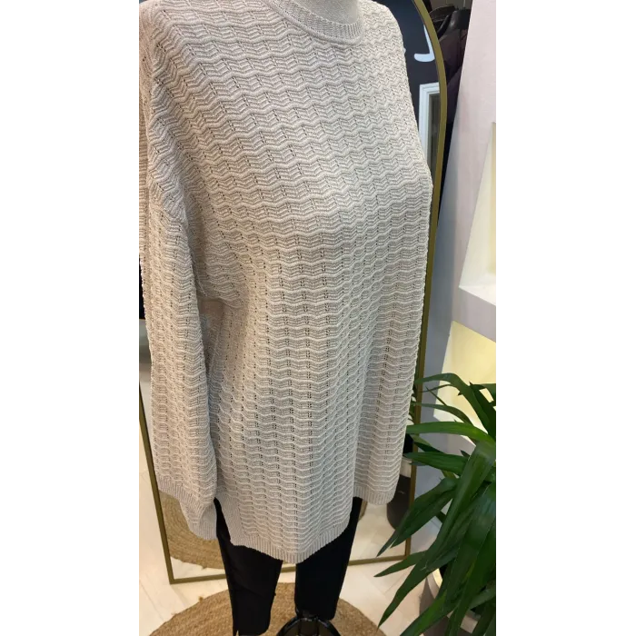 İNVEE TRİKO SİMLİ TUNİK 7063 KREM