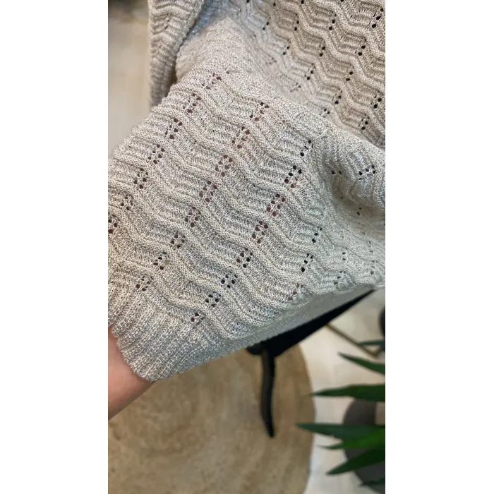 İNVEE TRİKO SİMLİ TUNİK 7063 KREM