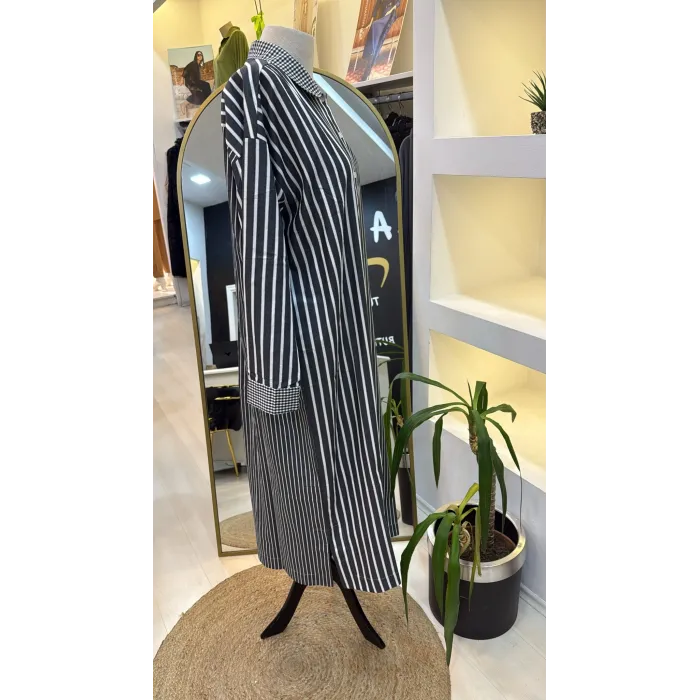 invee uzun gomlek elbise siyah 7089