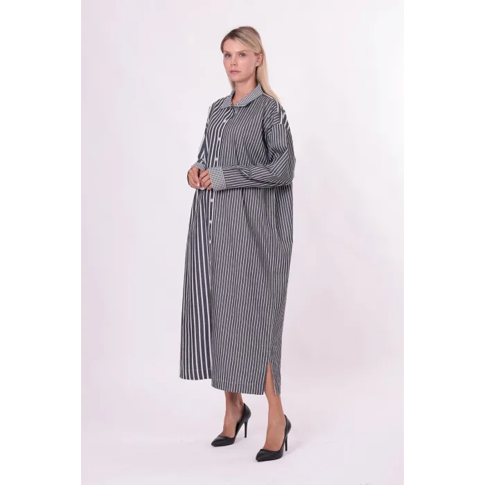 invee uzun gomlek elbise siyah 7089