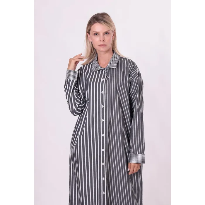 invee uzun gomlek elbise siyah 7089