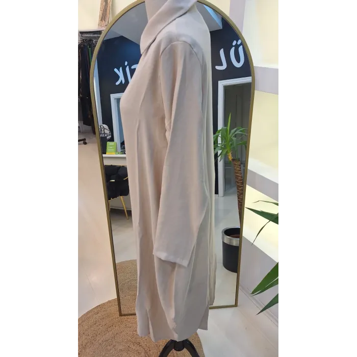 İNVEE YAKA DETAYLİ KAP İNCE KUMAŞ 6961 KREM