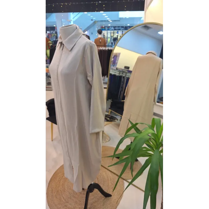 İNVEE YAKA DETAYLİ KAP İNCE KUMAŞ 6961 KREM