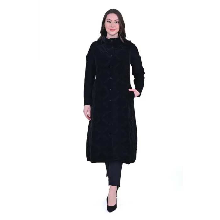 İNVEE YAKA DETAYLİ ŞİŞME YELEK KADİFE GORUNUMLU 6916