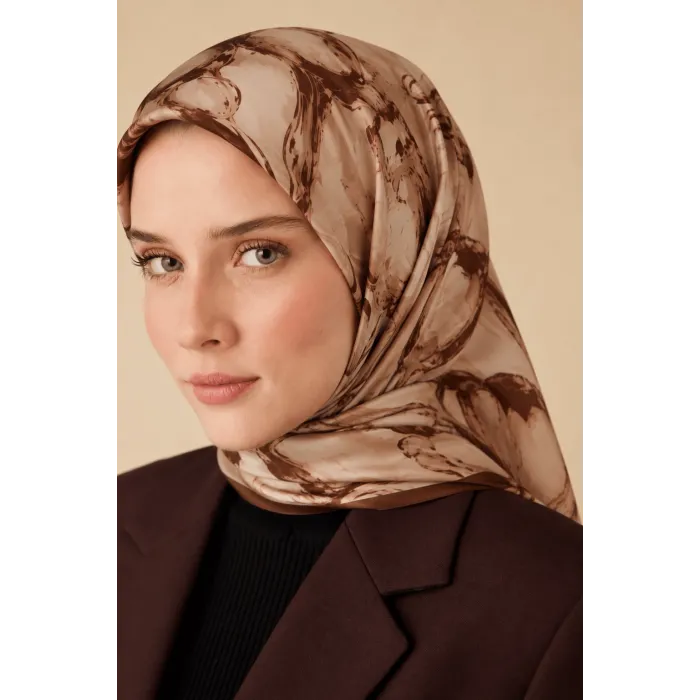 MAİSA EVA TİVİL İPEK EŞARP 90*90 CM - CAMEL 5075