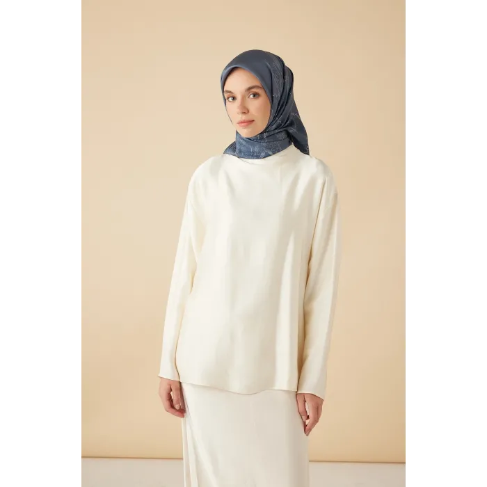 MAİSA HALE TİVİL İPEK EŞARP 90*90 CM - İNDİGO
