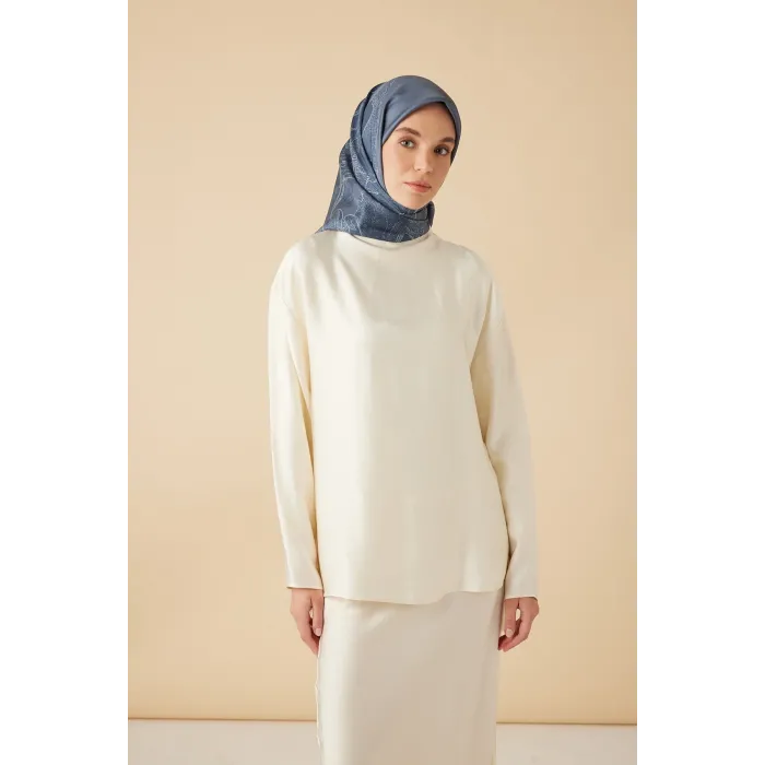 MAİSA HALE TİVİL İPEK EŞARP 90*90 CM - İNDİGO