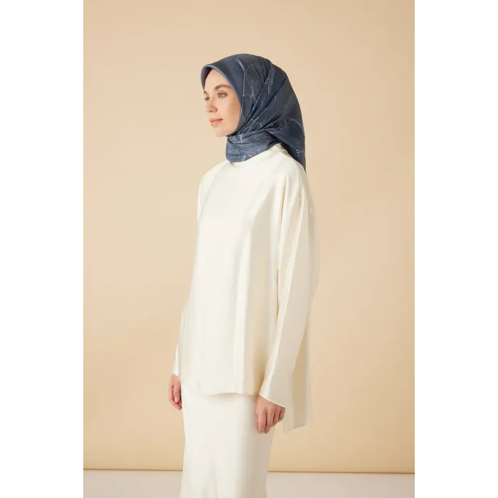MAİSA HALE TİVİL İPEK EŞARP 90*90 CM - İNDİGO