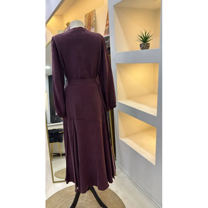 Misswhence 39842 Cupro Elbise bordo