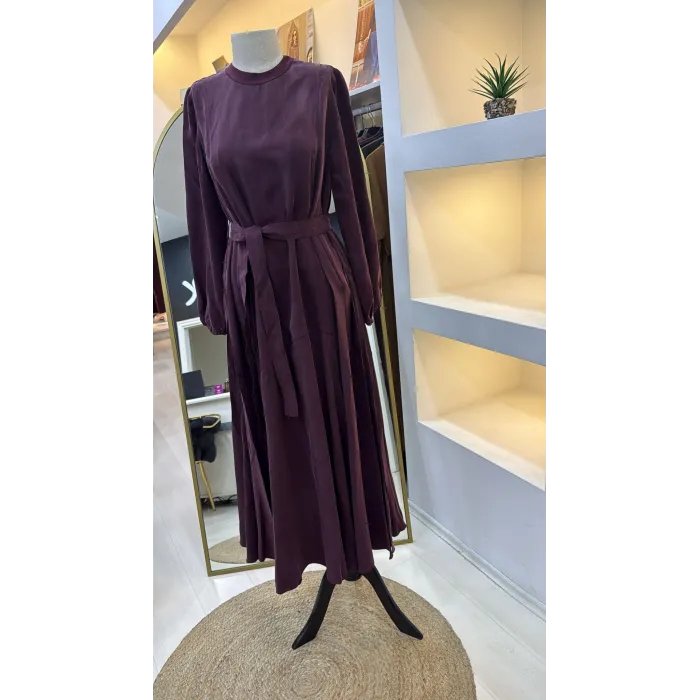 Misswhence 39842 Cupro Elbise bordo