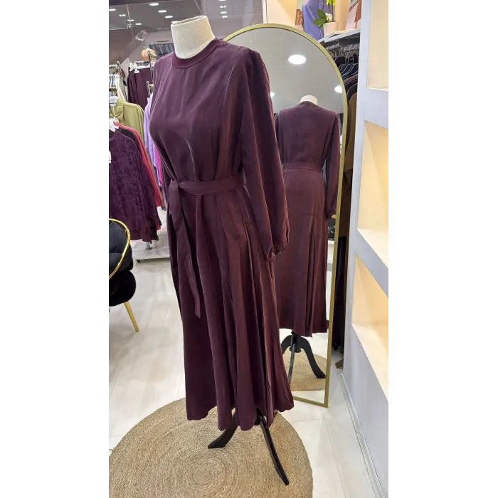 Misswhence 39842 Cupro Elbise bordo