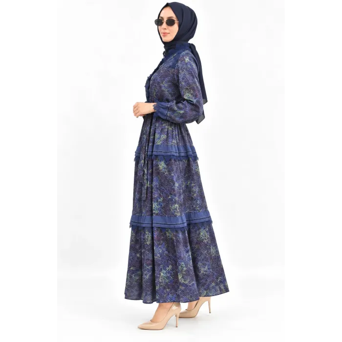 Misswhence 40830 Lacivert Cupro Elbise