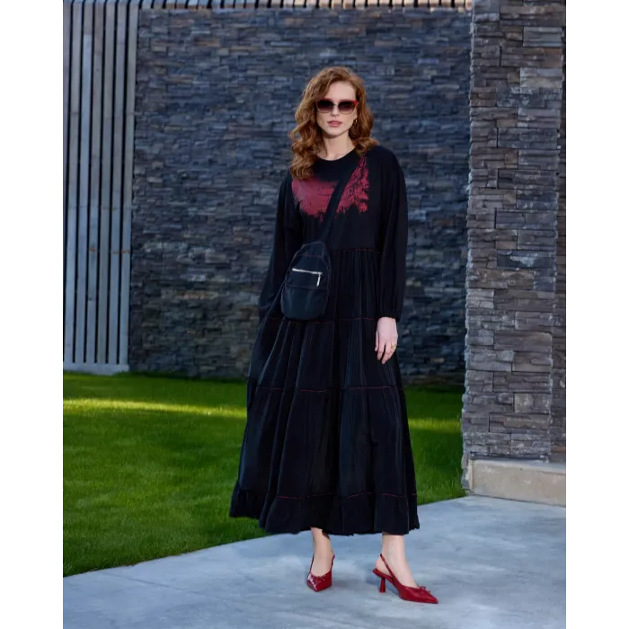 Misswhence Çanta Detaylı Elbise Siyah 37834