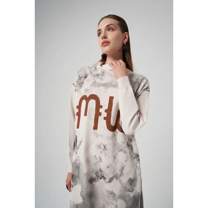 Misswhence Baskılı Triko Tunik Mevcutluk:  36021 ekru