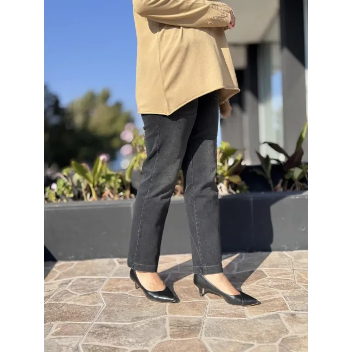 Misswhence Boru Paça Taşlanmış Kot Pantolon 38123 Lacivert