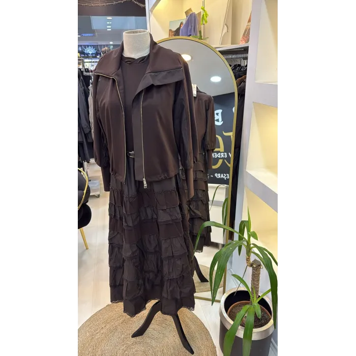 Misswhence ceketli ikili elbise 38807 kahve