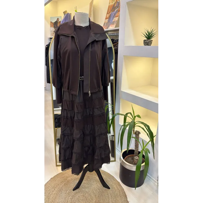 Misswhence ceketli ikili elbise 38807 kahve