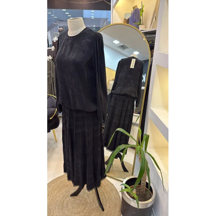 Misswhence Cupro Dantelli Etek Takım 38025 SİYAH