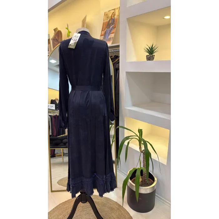 MissWhence Cupro ipek Elbise 38809 lacivert