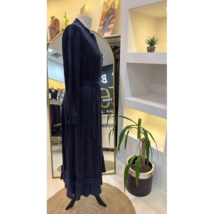 MissWhence Cupro ipek Elbise 38809 lacivert