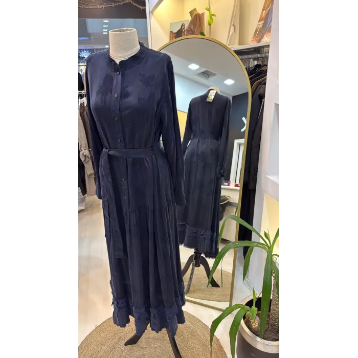 MissWhence Cupro ipek Elbise 38809 lacivert