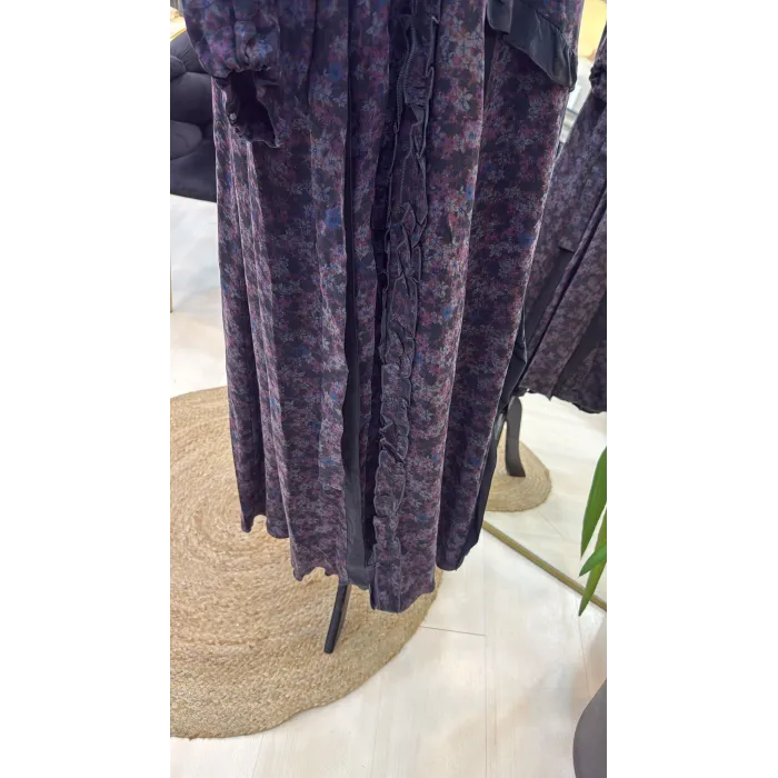 Misswhence Desenli Cupro Elbise 38829 Lİla