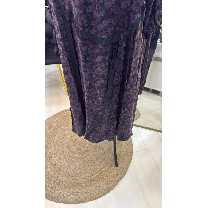 Misswhence Desenli Cupro Elbise 38829 Lİla