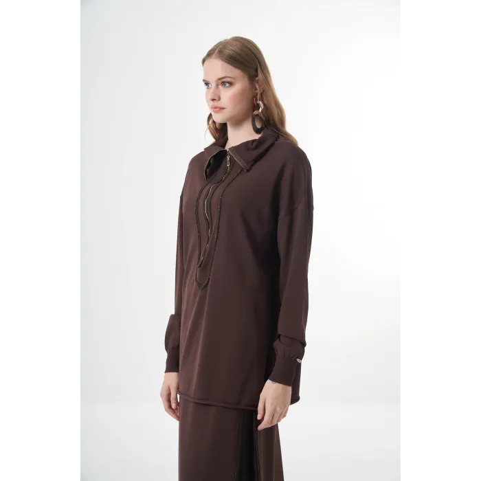 Misswhence etekli triko Tunik Takım 38018 kahve