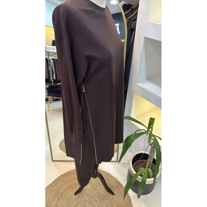 Misswhence Fermuar Detaylı Tunik 38020 KAHVE