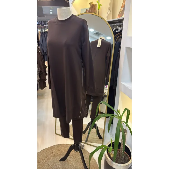 Misswhence Fermuar Detaylı Tunik 38020 KAHVE