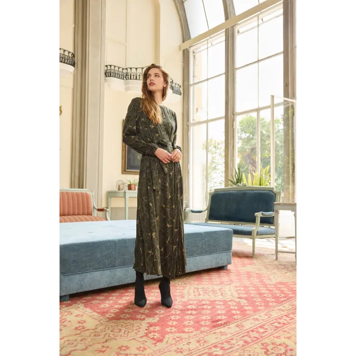 misswhence Fermuarlı Jakarlı Cupro Elbise 36802 bordo