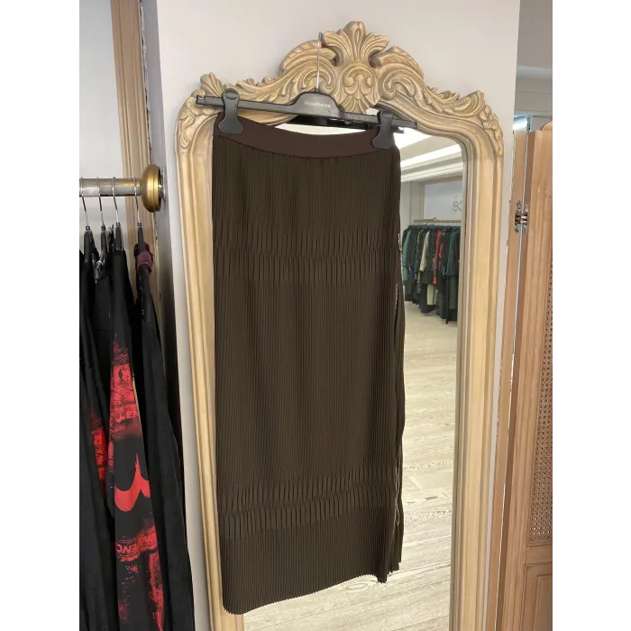 Misswhence Fermuarlı Plise Etek KAHVERENGİ 37921