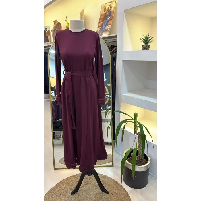 Misswhence Güpür Detaylı Elbise 38823 BORDO