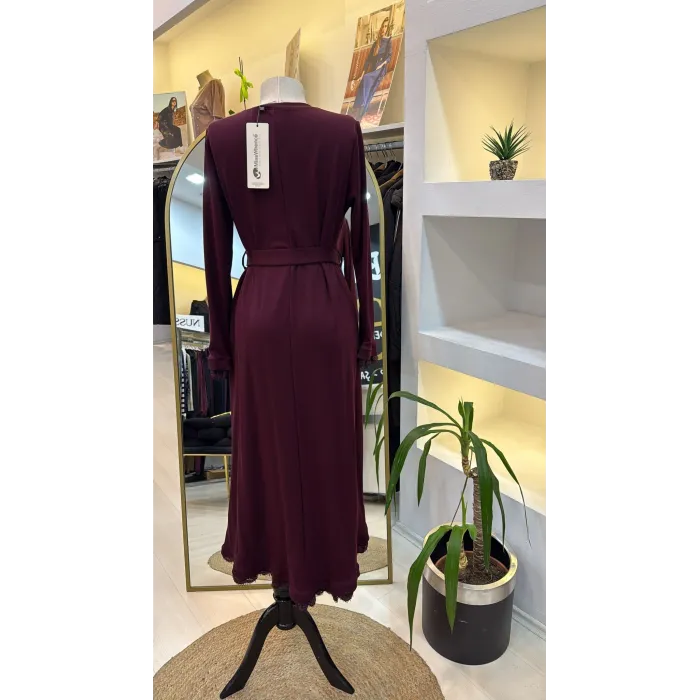 Misswhence Güpür Detaylı Elbise 38823 BORDO