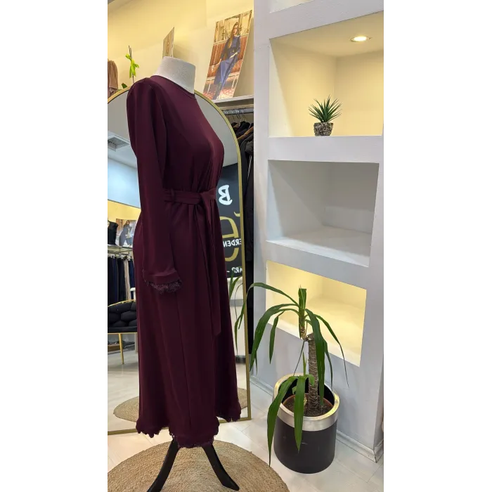 Misswhence Güpür Detaylı Elbise 38823 BORDO