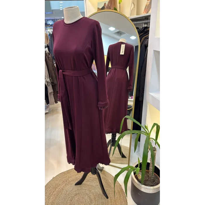 Misswhence Güpür Detaylı Elbise 38823 BORDO