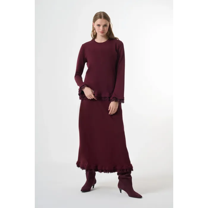 Misswhence Güpür Detaylı Etek Takım  38004kahverengi