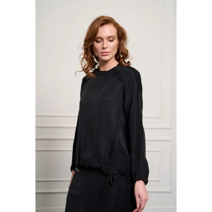 MİSSWHENCE Keten Şalvar Takım 37002 SİYAH