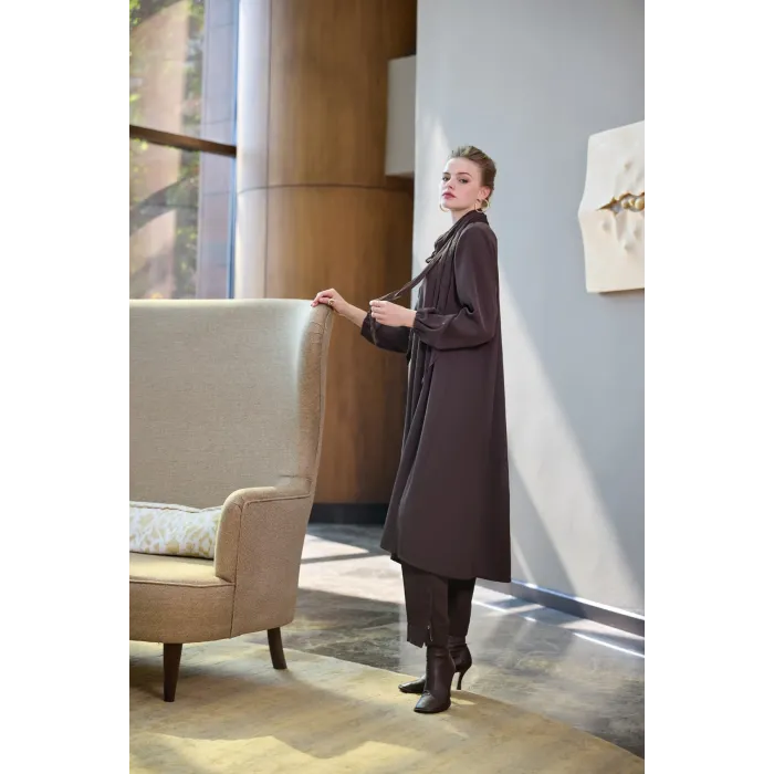 Misswhence Nakış Detaylı Tunik Takım 38028 kahve