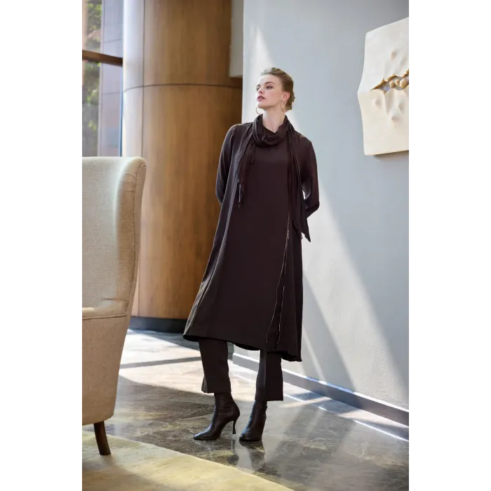 Misswhence Nakış Detaylı Tunik Takım 38028 kahve