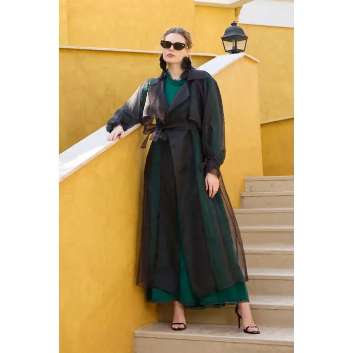 MİSSWHENCE Organze Pardesü 35204 SİYAH