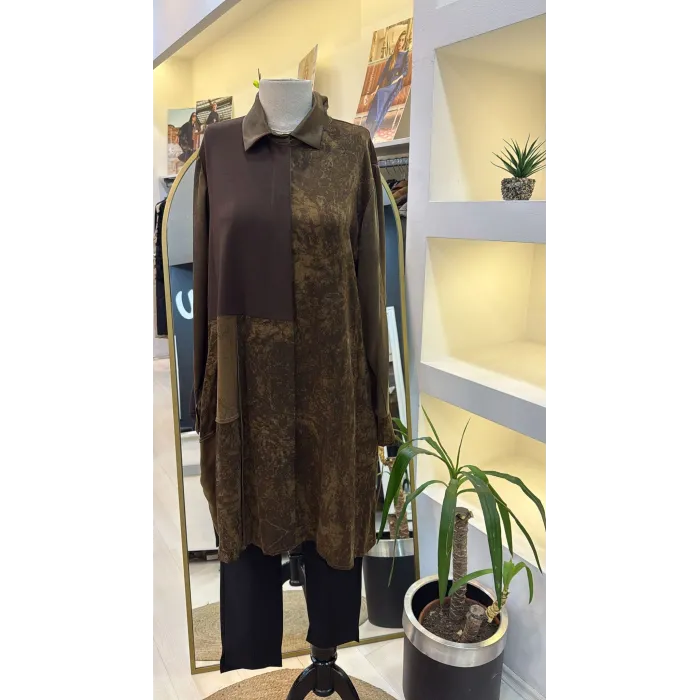 Misswhence Patchwork Cupro Tunik : 38303 kahve
