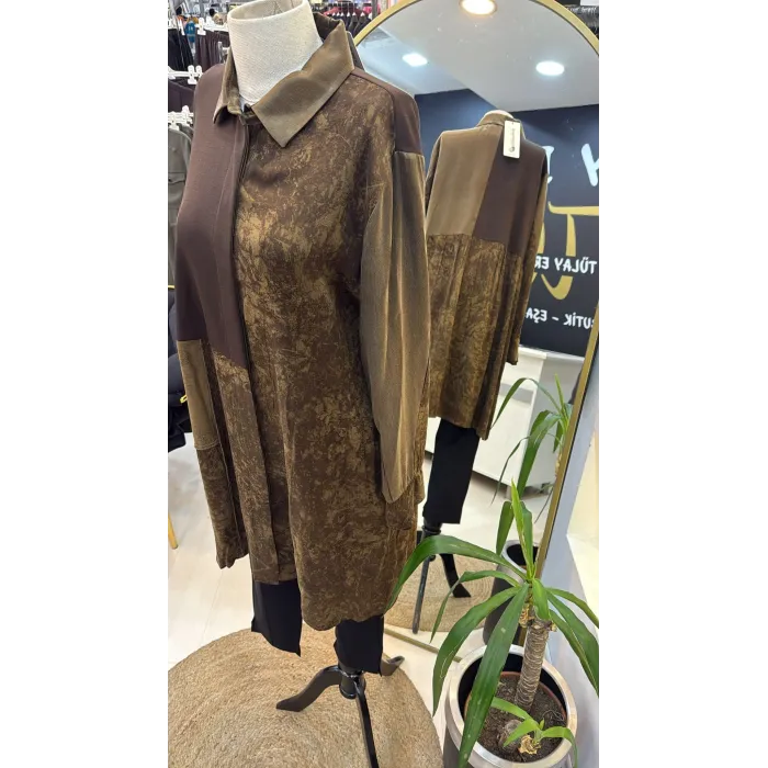 Misswhence Patchwork Cupro Tunik : 38303 kahve